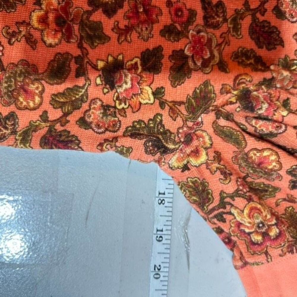 Sundance Women's Floral Waffle Knit‎ Henley Neck Thermal Top Orange Medium - Picture 8 of 10